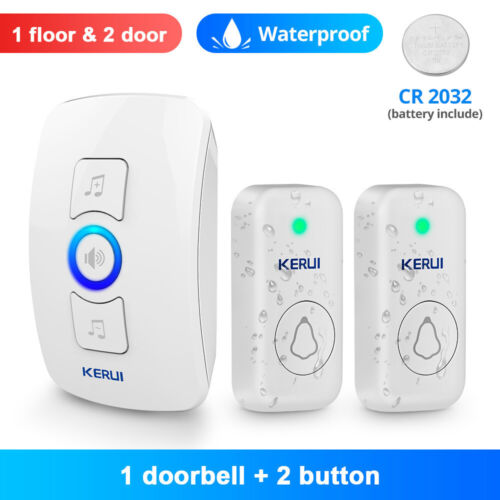 Waterproof Wireless Doorbell LED Flash Cordless Home Plug-in Door Bell 32 Chimes - Picture 19 of 31