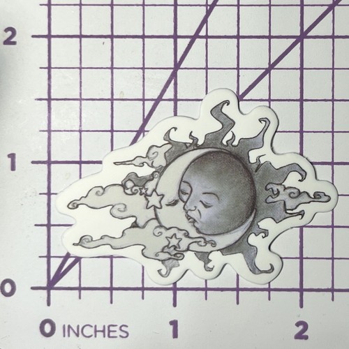 Celestial Clouds Moon Sun B + W - Vinyl Sticker Decal Sticker Bomb Pen & Ink