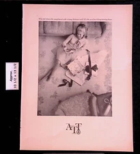 1969 BELL SYSTEM AT & T Pretty Woman Opens Gift On Floor Long  Print Ad 46490