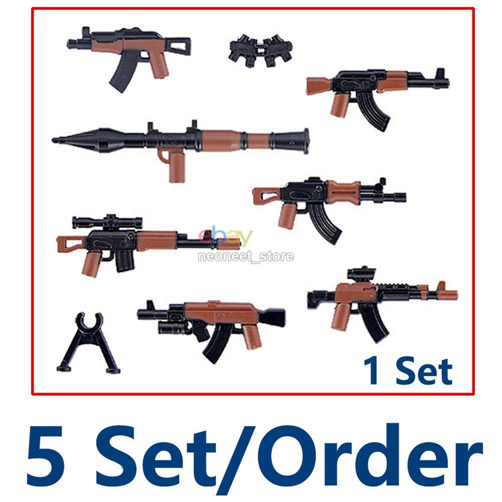 MOC Military Weapon Pack RPG AK Rifle Machine Gun MIni Building
