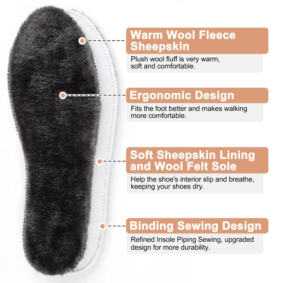 Furry Shoe Insoles Thick Winter Warm Inner Soles for Men and Women Work Boots - Image 4 of 4