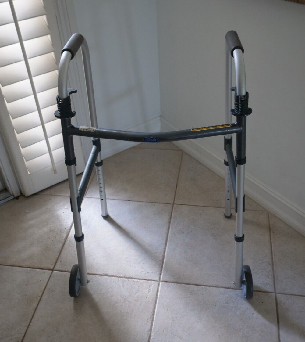 Folding Walker with 5" Wheels, folds easily. Invacare 62915F eBay
