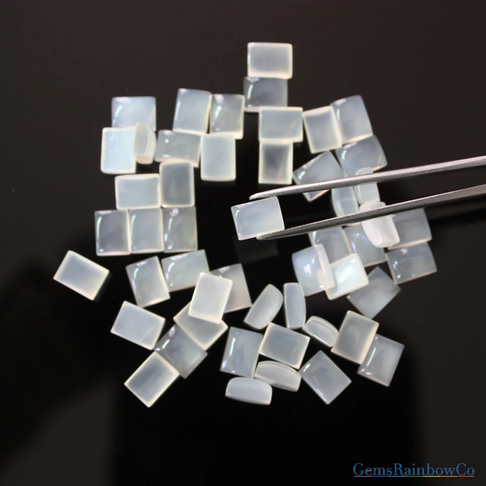 Baguette Piedra Lunar Blanca Natural Forma 7x5mm y 8x6mm Calidad AAA, en Lotes Foto 2 de 4