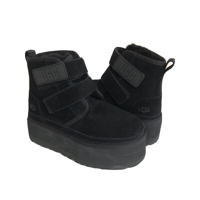 UGG WOMEN NEUMEL DOUBLE STRAPS PLATFORM BLACK SUEDE BOOTS US 11
