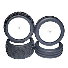 Losi Mini B Big Shot Tires White Wheels Pre-glued Front Wide Body Rear