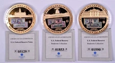 U.S. Federal Reserve Banknote Collection: Jackson,Grant,Franklin 3 Coin Set COA