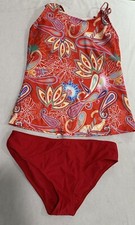 Women s Red Colored Floral Print Tanking Swimwear Size M