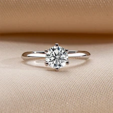 1ct Moissanite Solitaire 925 Sterling Silver Engagement Ring Size 3-12 Ss0401
