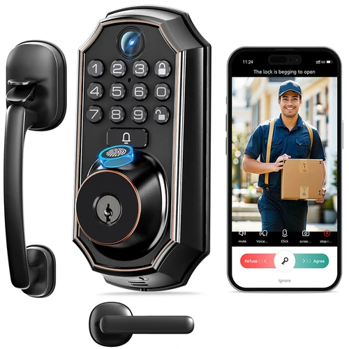 ARPHA Camera SmartDoorLock WiFi APP Doorbell Keyless Fingerprint Deadbolt+Handle