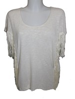 Damen T-Shirt Shirt Kurzarmshirt Fransen Beige Sand Bpc Gr. 46 Neu