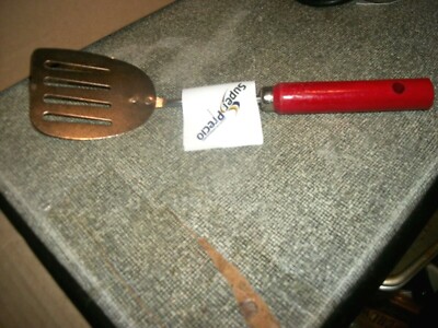 NEW Vintage Style Short Slotted Spatula Wooden Handle Super Precio Mexico 10.75''