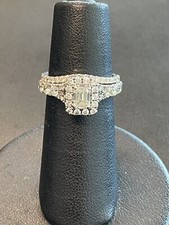 14KT White Gold 1.75CTW Diamond Engagement Ring  Diamond Band Set. Size 7 S09 