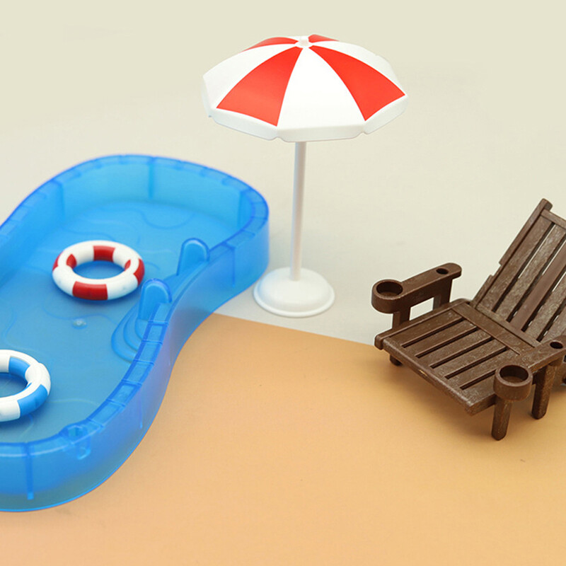 Doll house simulation Cute Mini swimming pool swimming circle beach ...