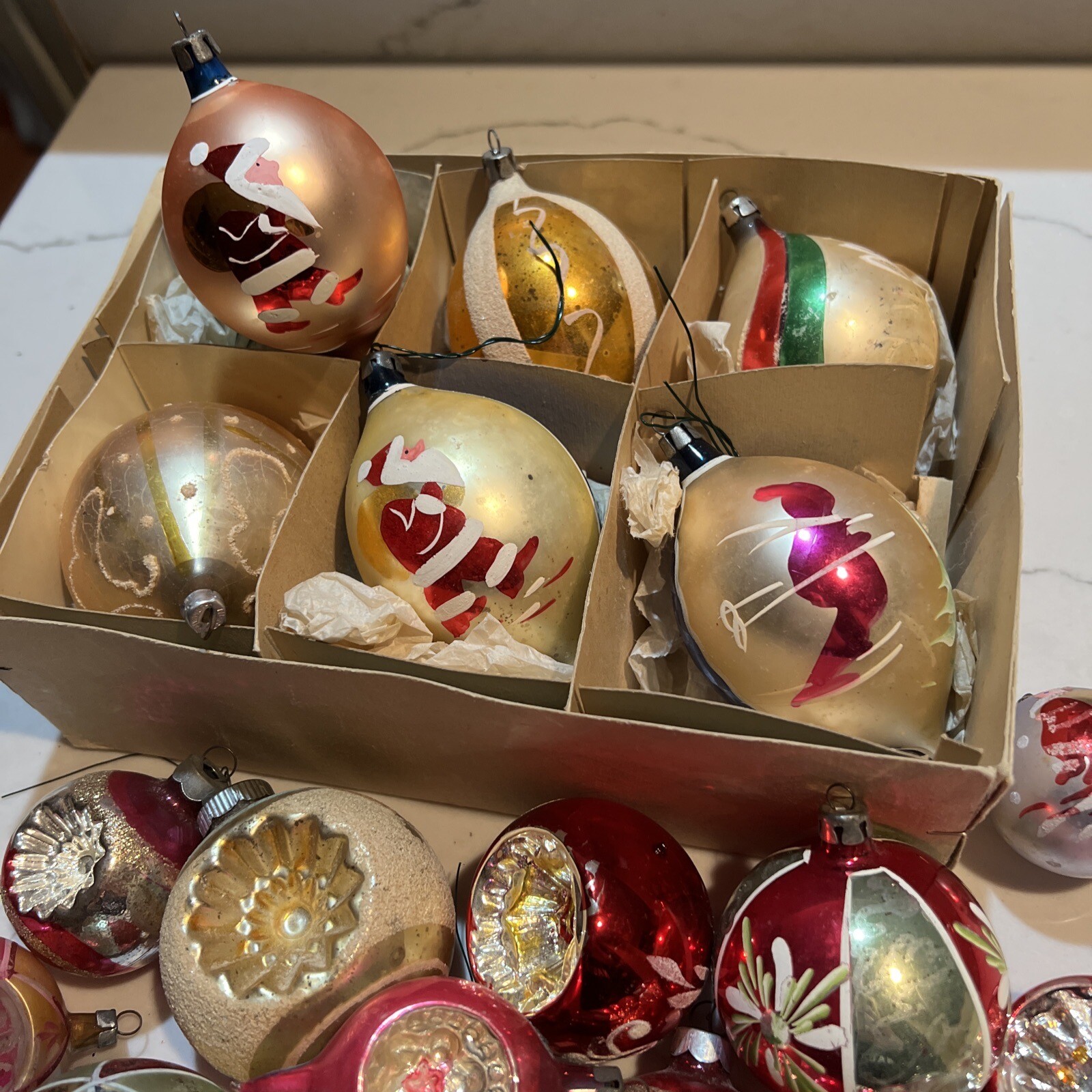 Vintage Lot Of Tear Drop And Indent Antique Christmas Ornaments eBay