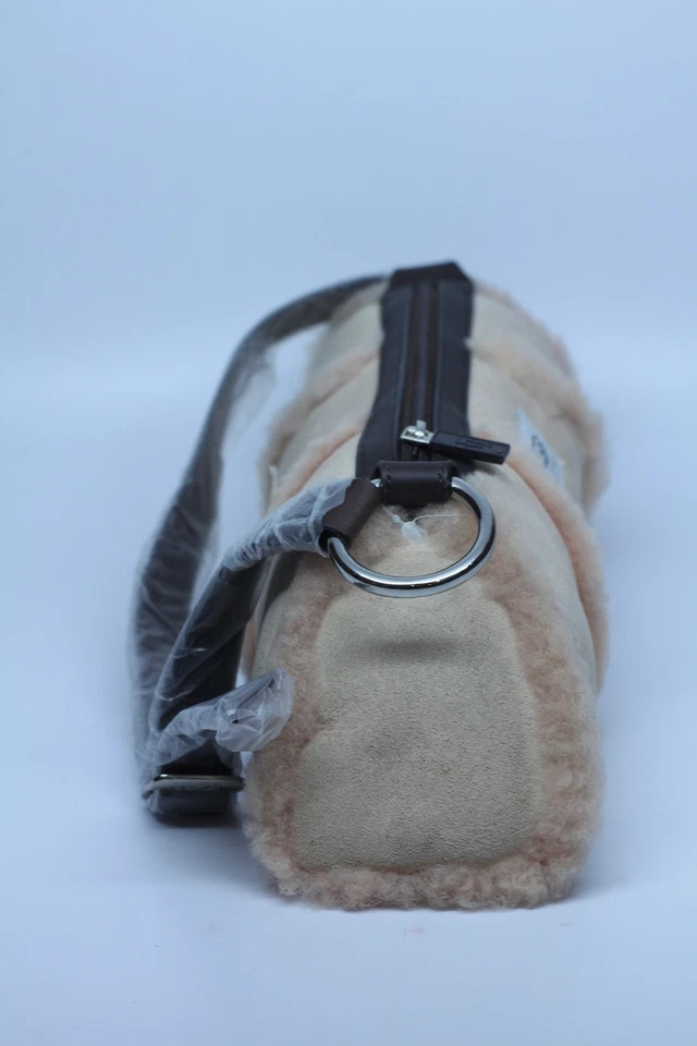 正品 Ugg 澳大利亚 Uggs 羊皮毛皮和麂皮绒皮革手提包撕裂粉红色钱包 全新 — 第 2/4 张图片