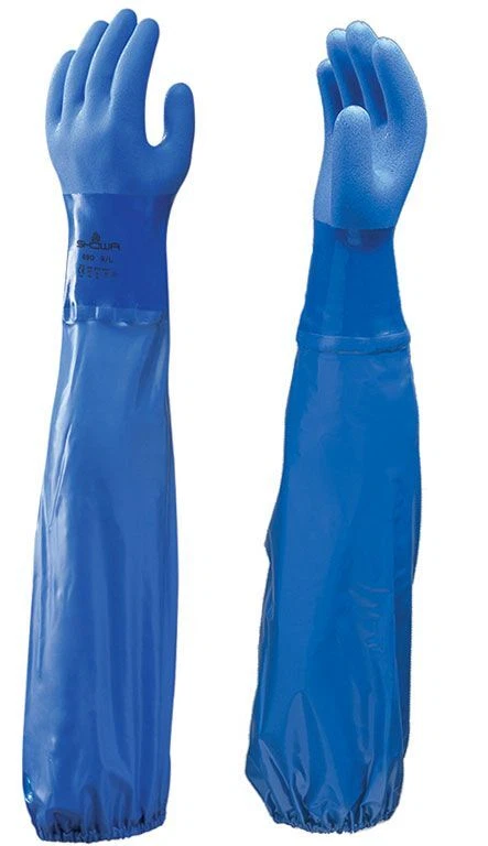 SHOWA 690 Öl Chemikalienbeständige Handschuhe Gauntlet Vollarm Wasserbeständig - Bild 3 von 3