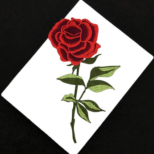 Rose Flower Embroidered Patches Sew Iron on Applique Clothing Adhesive Badge DIY - Picture 2 of 9