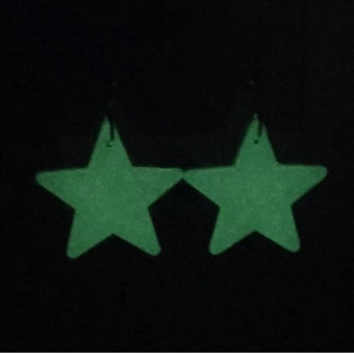 Glow in the dark star earrings , acrylic lightweight Kitsch Fun 5cm to 16cm long - Picture 22 of 90