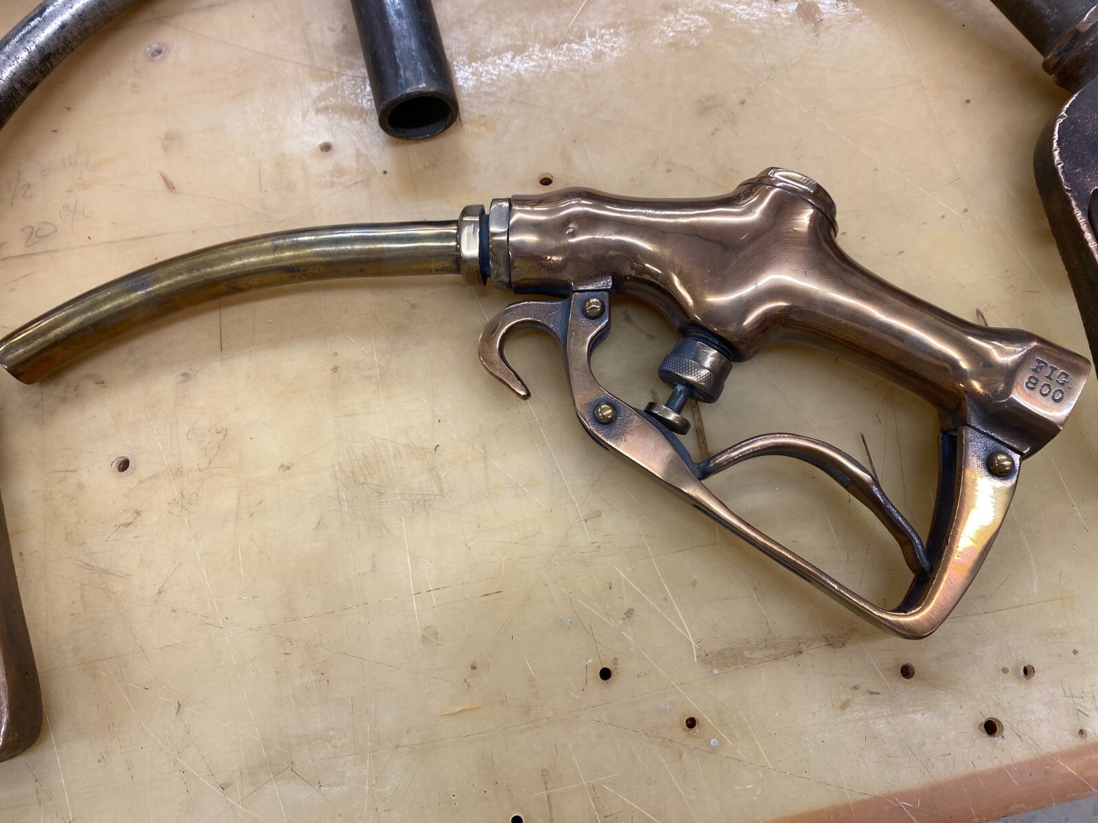 VINTAGE POLISHED 1926 BUCKEYE FIG 800 GAS PUMP NOZZLE NICE