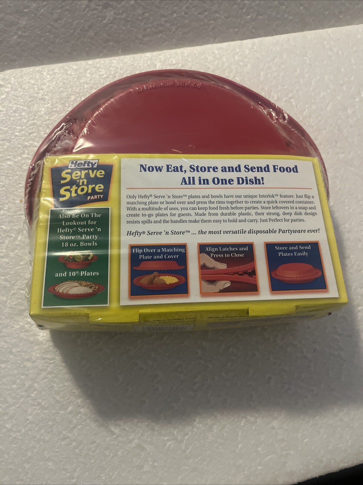 Hefty Serve n Store Interlocking Plates New Sealed 20 Plates Red 9.4 In ...