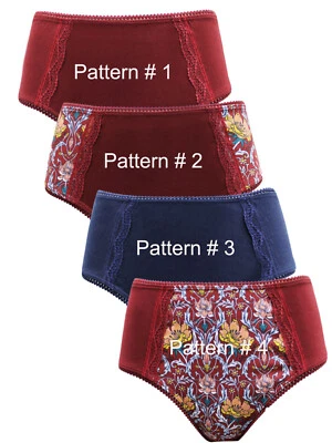 BPC Selection Navy/Wine Cotton Rich Lace Trim Full Briefs Plus Size 14/16 -30/32