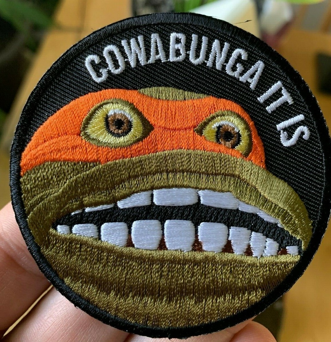 Cowabunga It is Embroidered Hook Loop Backed Morale Patch Patch Iron on