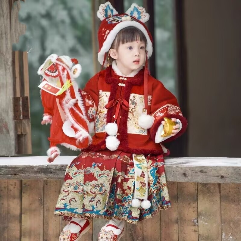Hanfu Dress Girl's Hanfu *-Autumn Festival Dress Chinese Style Flowing  Fairy Ancient Dress Horse Face Skirt