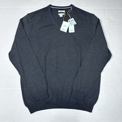 $195 New BRAX Vico Men's Size XXL 2XL US 56 EU Gray 100% Wool L/S V Neck Sweater