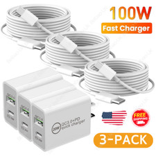 100W USB C Fast Charger Type C Cable 20W PD Adapter LOT For iPad Pro/Air MacBook