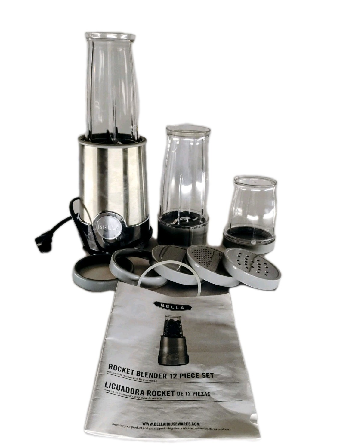Bella  Rocket Blender 12 Pieces -Silver With User Manual Mod