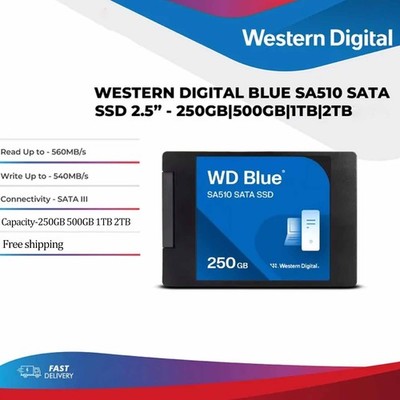 WD Blue SA510, 2.5'' SSD SATAIII 250GB/500GB/1TB/2TB Solid State Drive For PC Lot