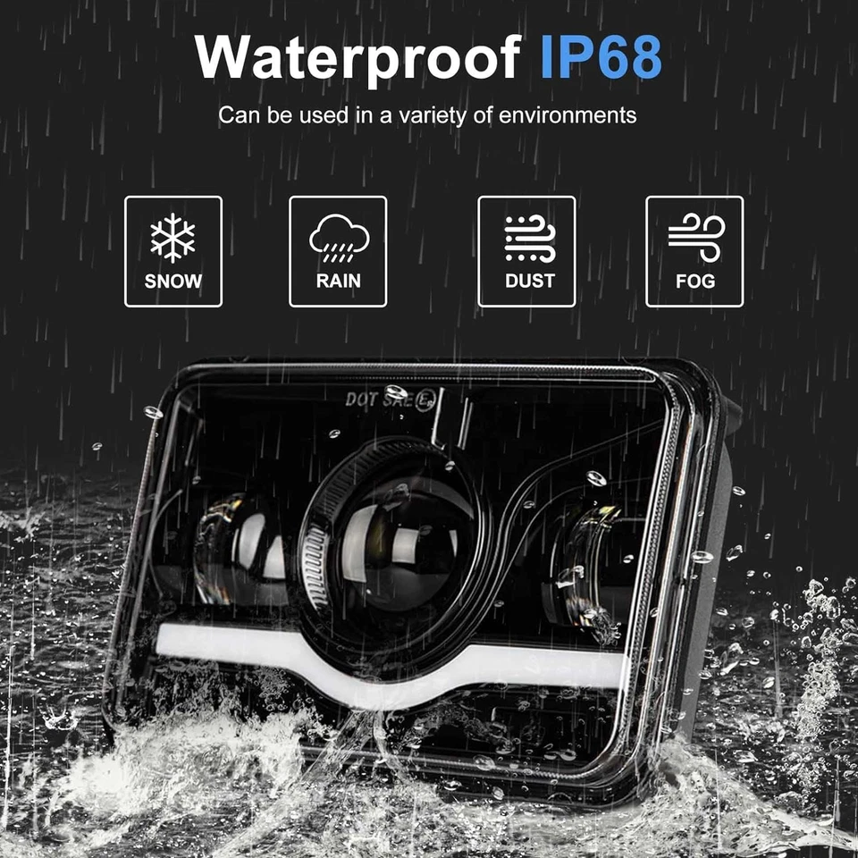 4PCS Fit Chevrolet El Camino 1982 1983 1984 1985 1986 1987 4x6" LED Headlights - Image 4 of 4