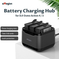 For DJI Osmo Action 4 / 3 Battery Charger 3- slot Charging Hub Travel Accessory