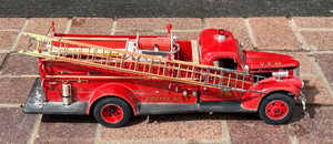 Vintage, red volunteer fire engine, Dept 7, die cast metal / plastic