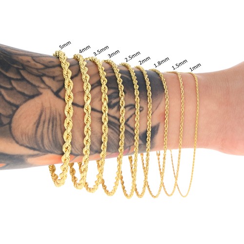 10K Yellow Gold Solid 1mm-10mm Rope Chain Necklaces Bracelets Mens Women 7"- 30" - Picture 7 of 168