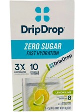 DripDrop Zero Azúcar Limón Lima Electrolito Polvo Mezcla 8 Palos Caja (CAD 01/2027)