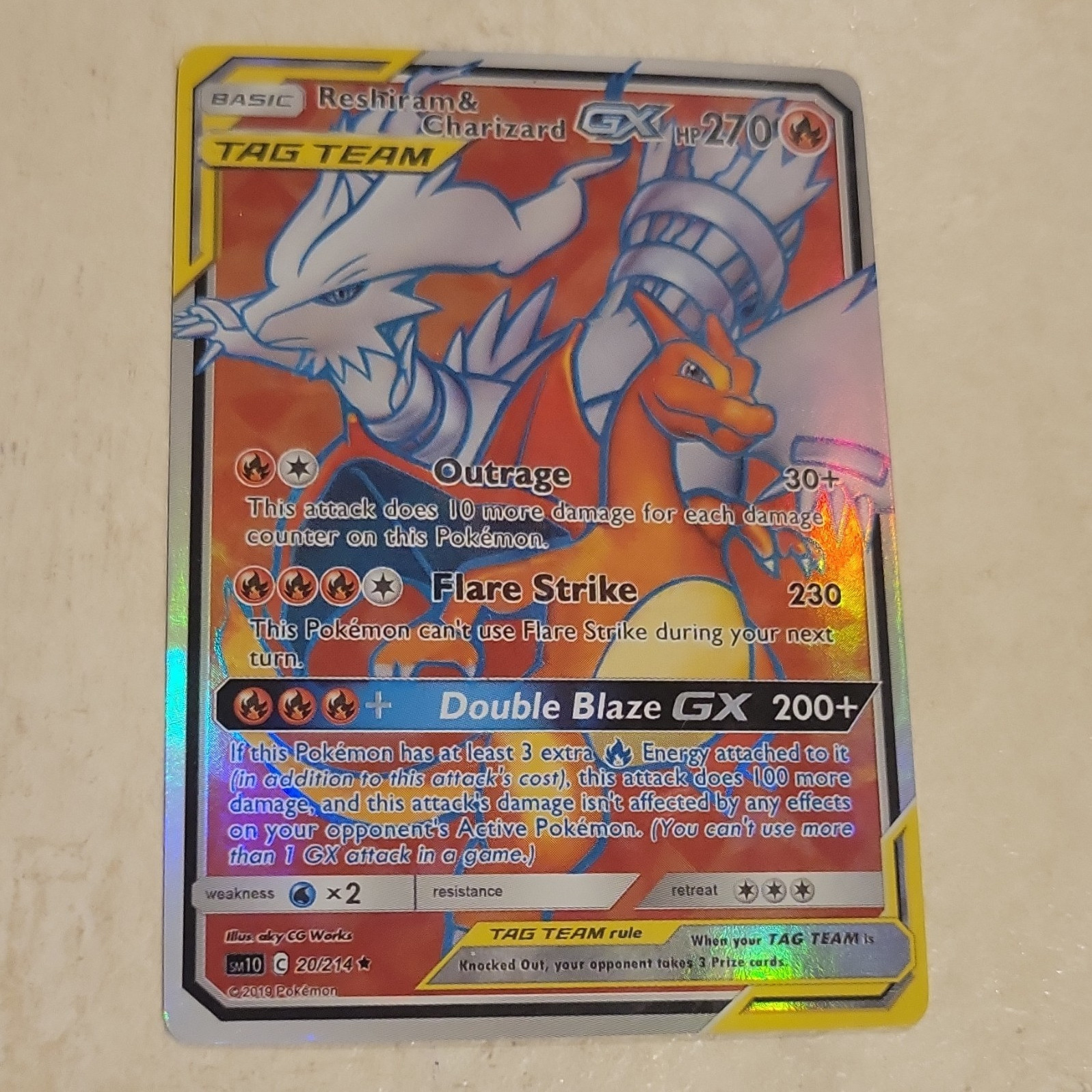Pokemon TCG Reshiram & Charizard GX TAG TEAM Full Art Promo Holo SM201 ENG