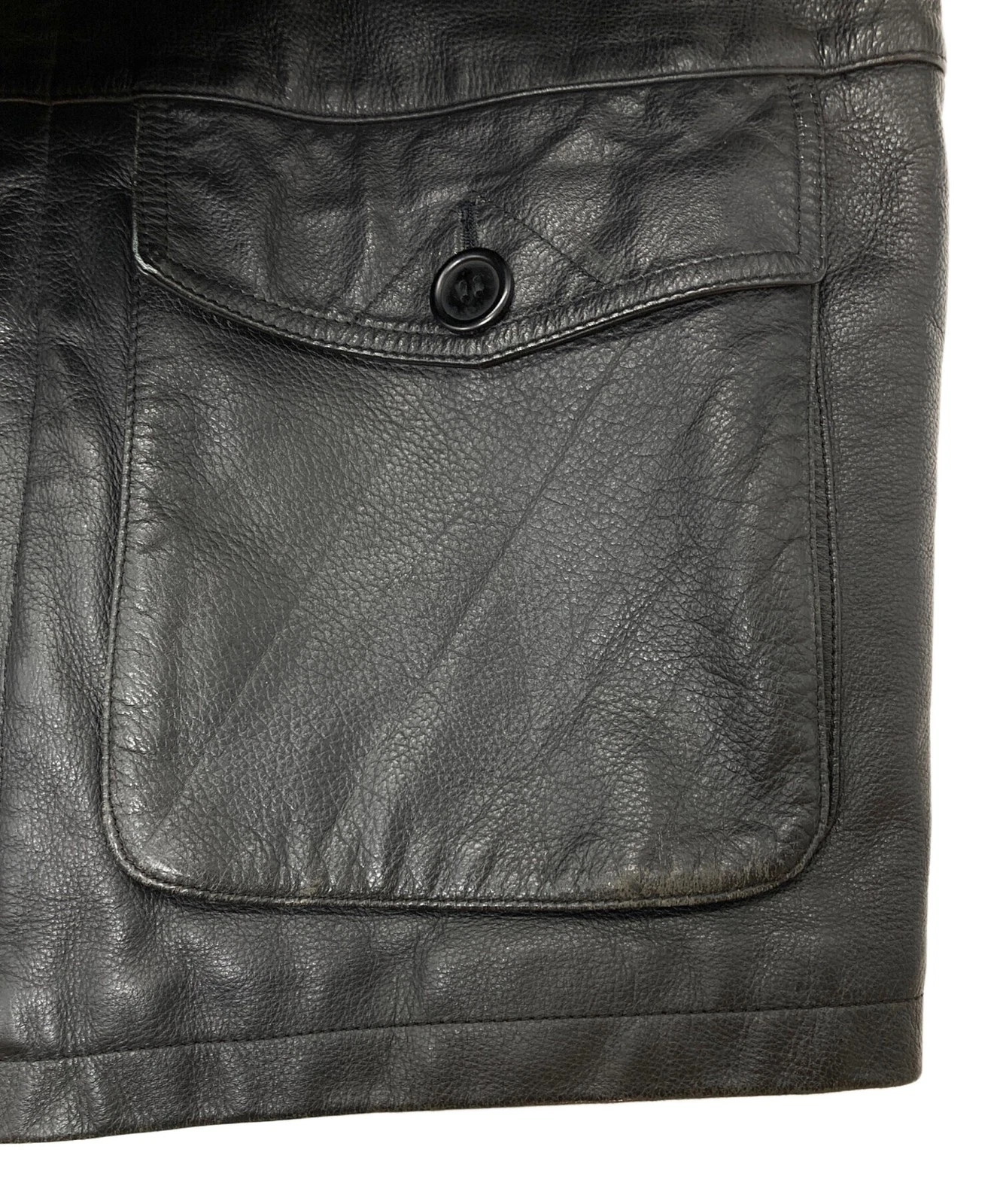 sun avenue Leather Jacket Men's Size M Black - product detail image 9