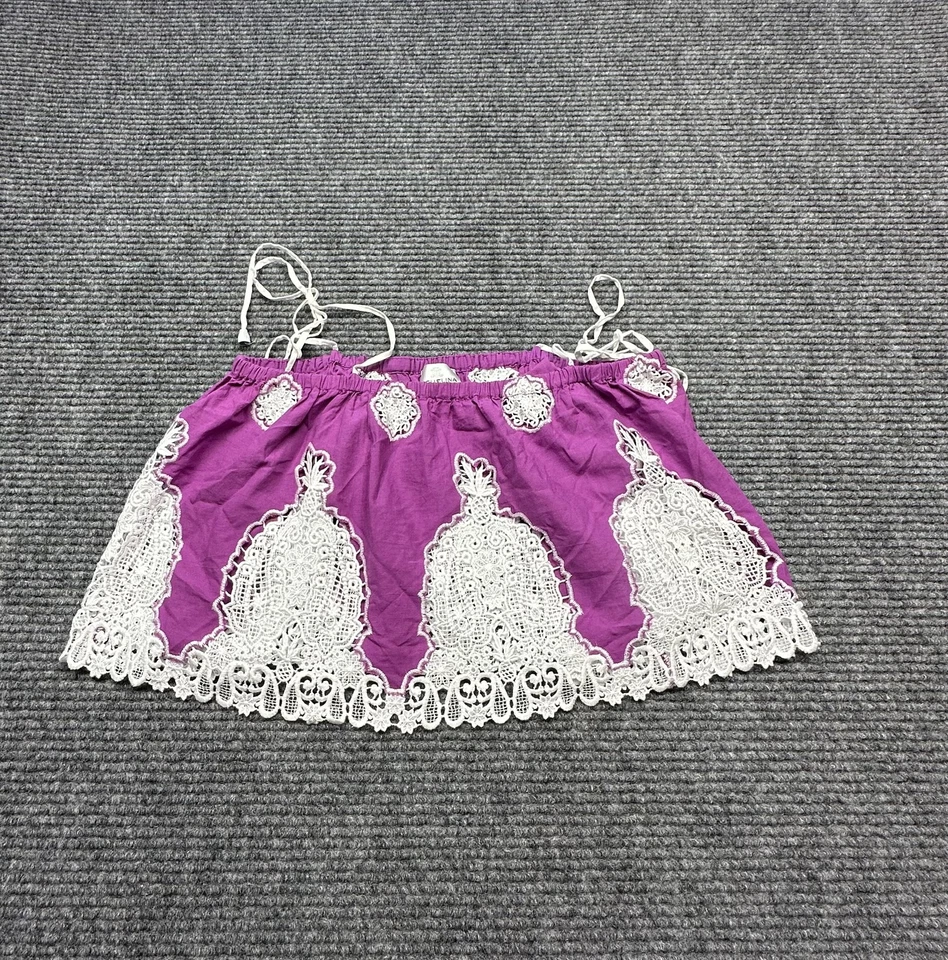 Miguelina Crop Top Womens Medium Purple White Lace Embroidery Boho Festival Tank - Image 2 of 4