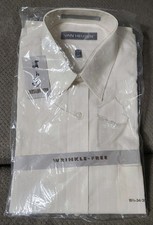 NWT Sealed Vintage Van Heusen Shirt Wrinkle Free Ivory Mens Size 15.5 34-35