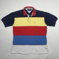 Vintage Tommy Hilfiger Colorblock Rugby Striped Polo Shirt Mens XL Y2K Fade
