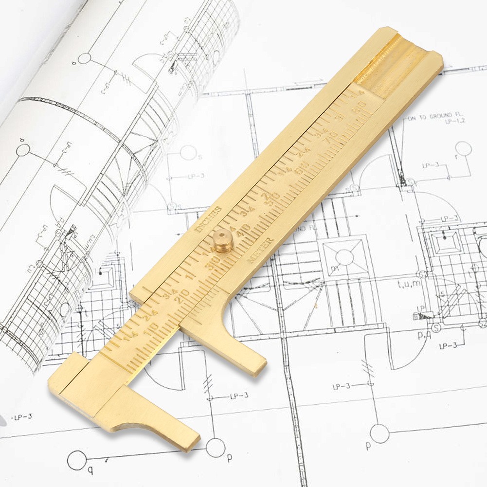 Double Scale Vernier Caliper Portable Brass Sliding Caliper Gauge Ruler