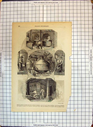 Original Old Antique Print Magasin Pittoresque Machinery Engineering