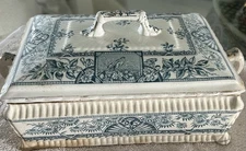 Antique Wallis Gimson & Co. Blue Covered Soup Tureen 1885