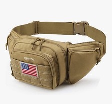 Khaki Men  s Fanny Pack Waist Bag, Adjustable Strap American Flag Hunting Outdoor