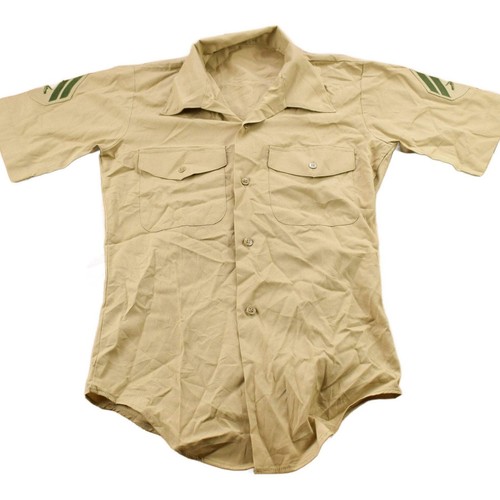 Vintage 1990s Beige Blank Military Button Up Shirt Men's XS