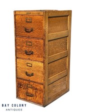Antique Arts & Crafts Tiger Oak Four Drawer File Cabinet by Wagemaker
