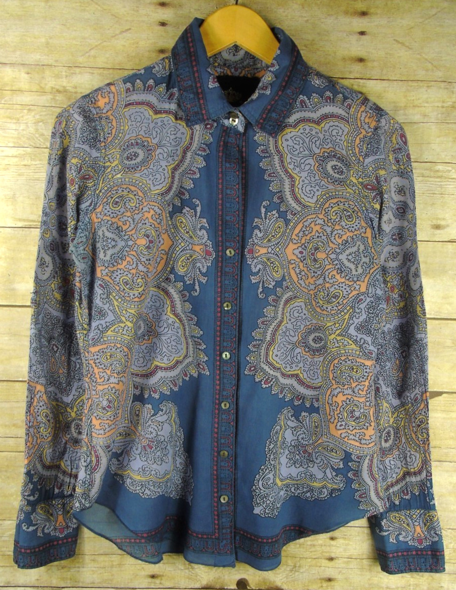 Cino Extra Small Paisley Patterned Button Front B… - image 1