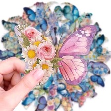 20Pcs Butterfly Flower Multicolor Scrapbooking Stickers Assorted Designs