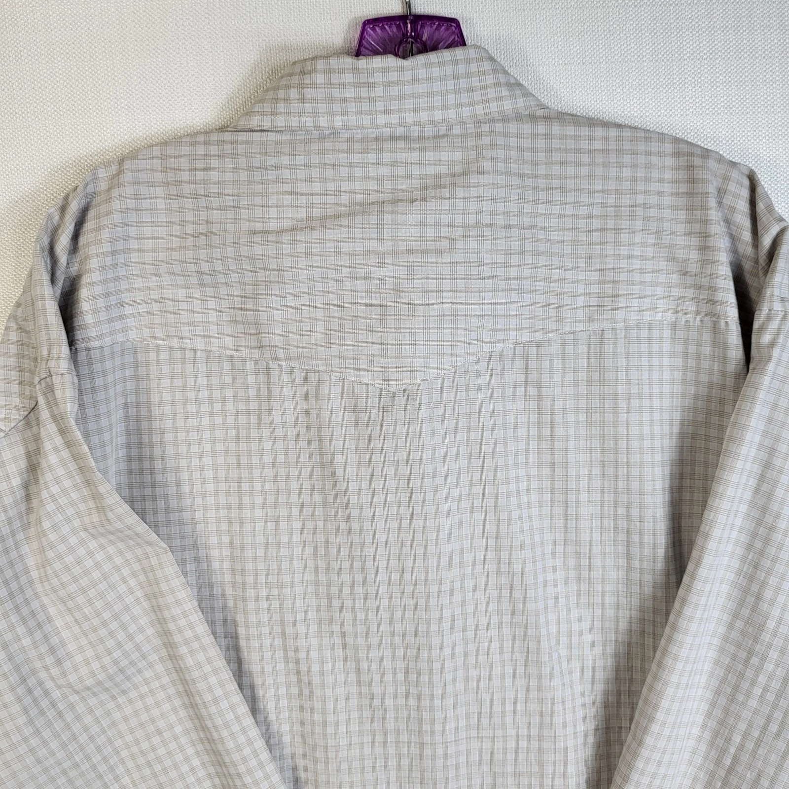 OFF WHITE Camicia elegante Panhandle slim perla a scatto 18 1 2 37 bianco sporco marrone chiaro a quadri cowboy rodeo